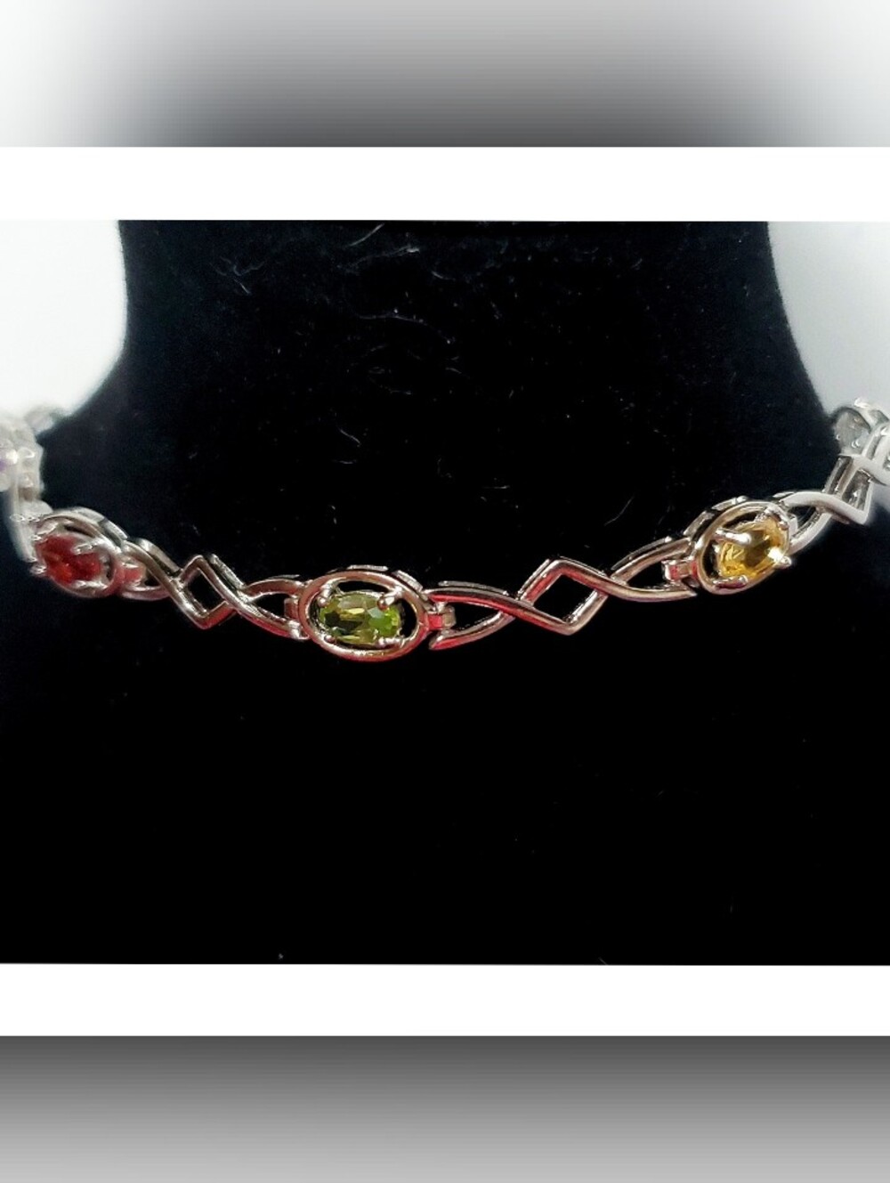 Multi Gemstone Design Style Wave Link Bracelet 925 Sterling Silver  New